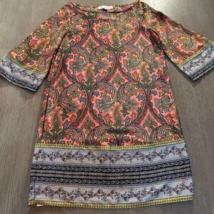 LOFT Vibrant Paisley Long Sleeve Dress